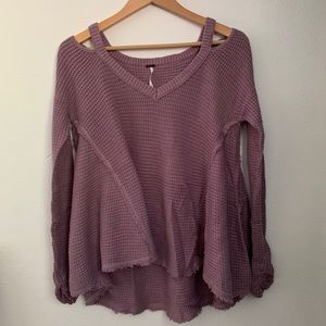 Free People Lavender Cold Shoulder Flowy Sweater